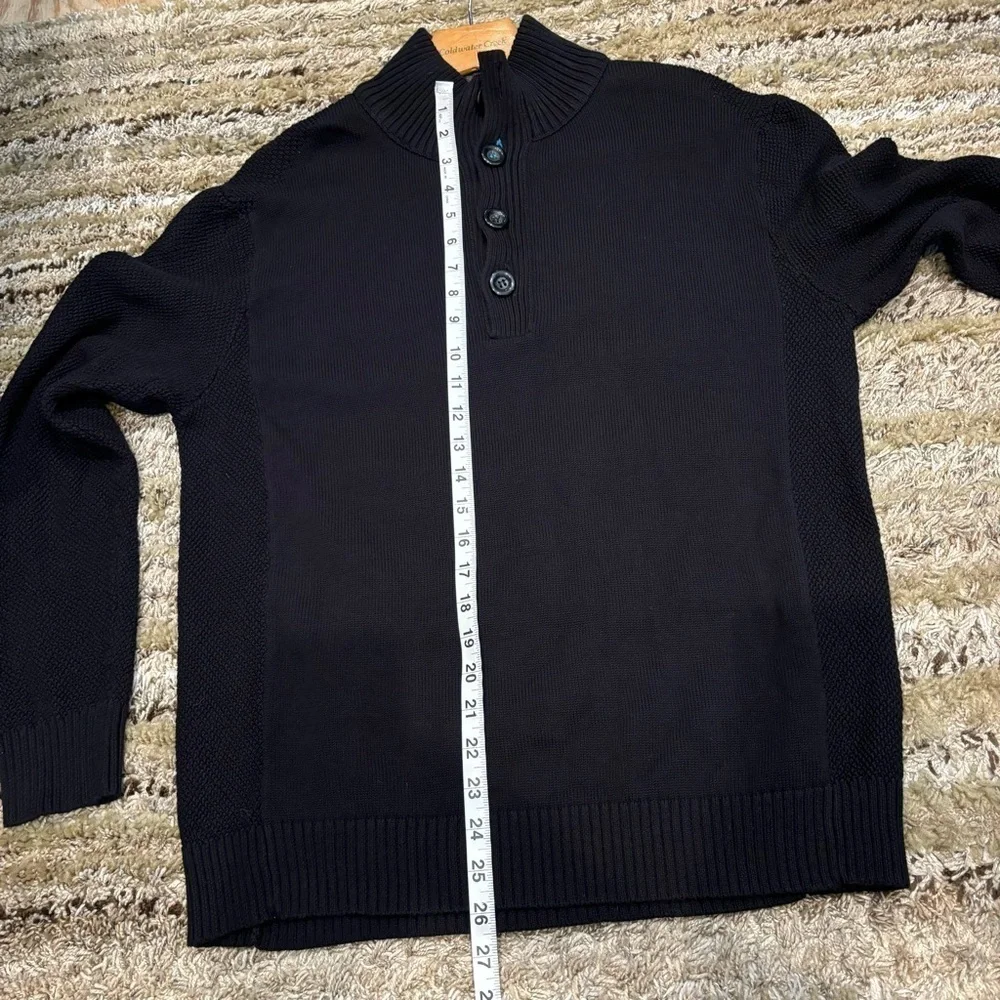 Carbon 2 Cobalt Men’s Large Sweater Mock Neck Henley Black